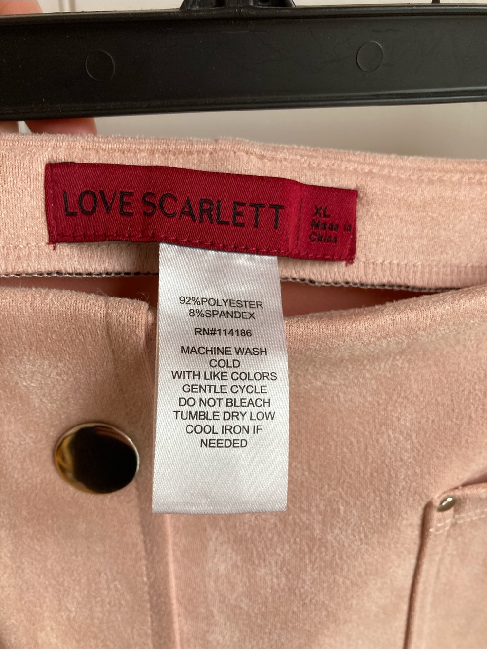Women’s Light Peach/Blush Pink Faux Button-Front Pencil Skirt - Picture 2 of 4